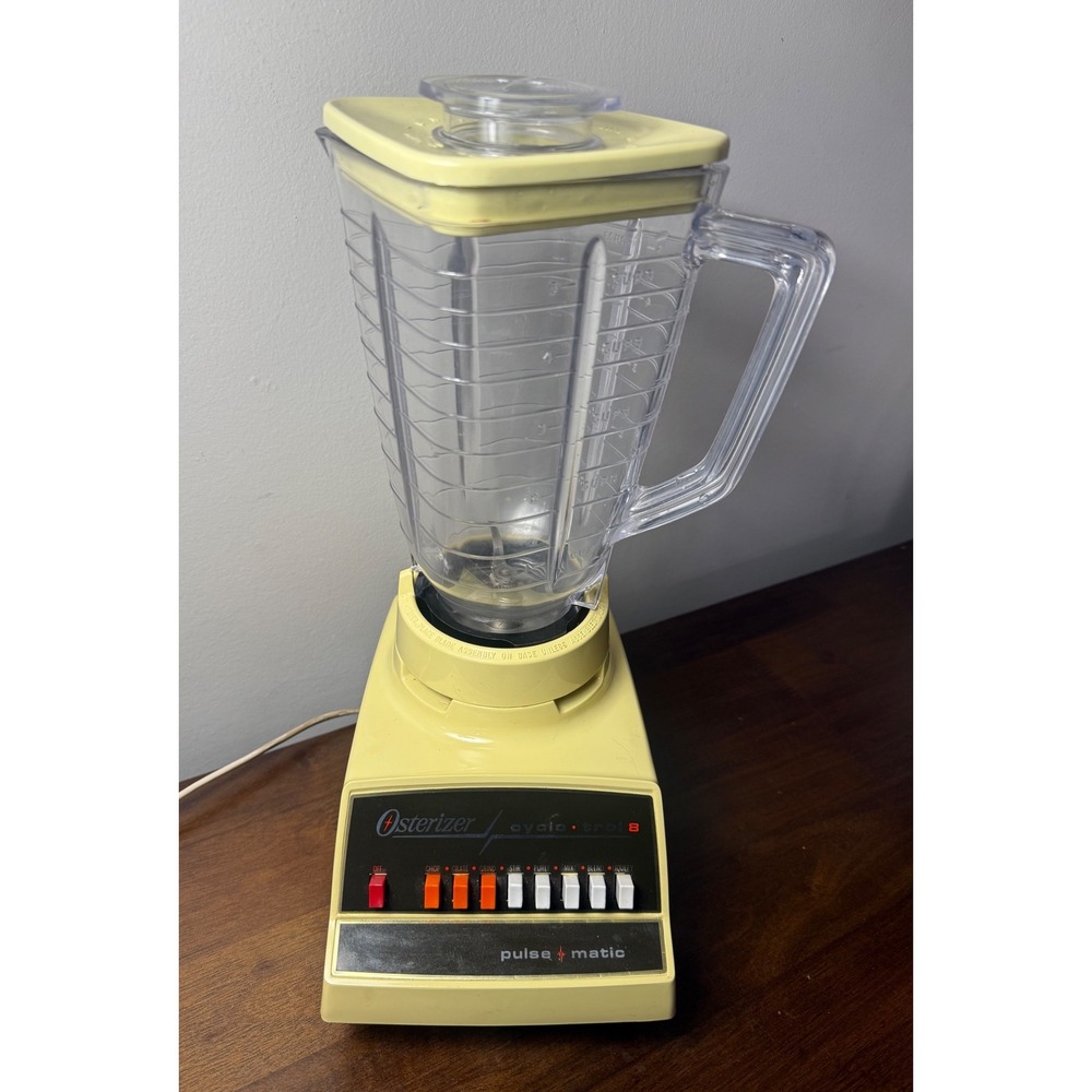 Vintage Osterizer Cyclo-Trol 8 Pulse Matic‎ Blender 5 Cup Yellow Retro Kitchen
